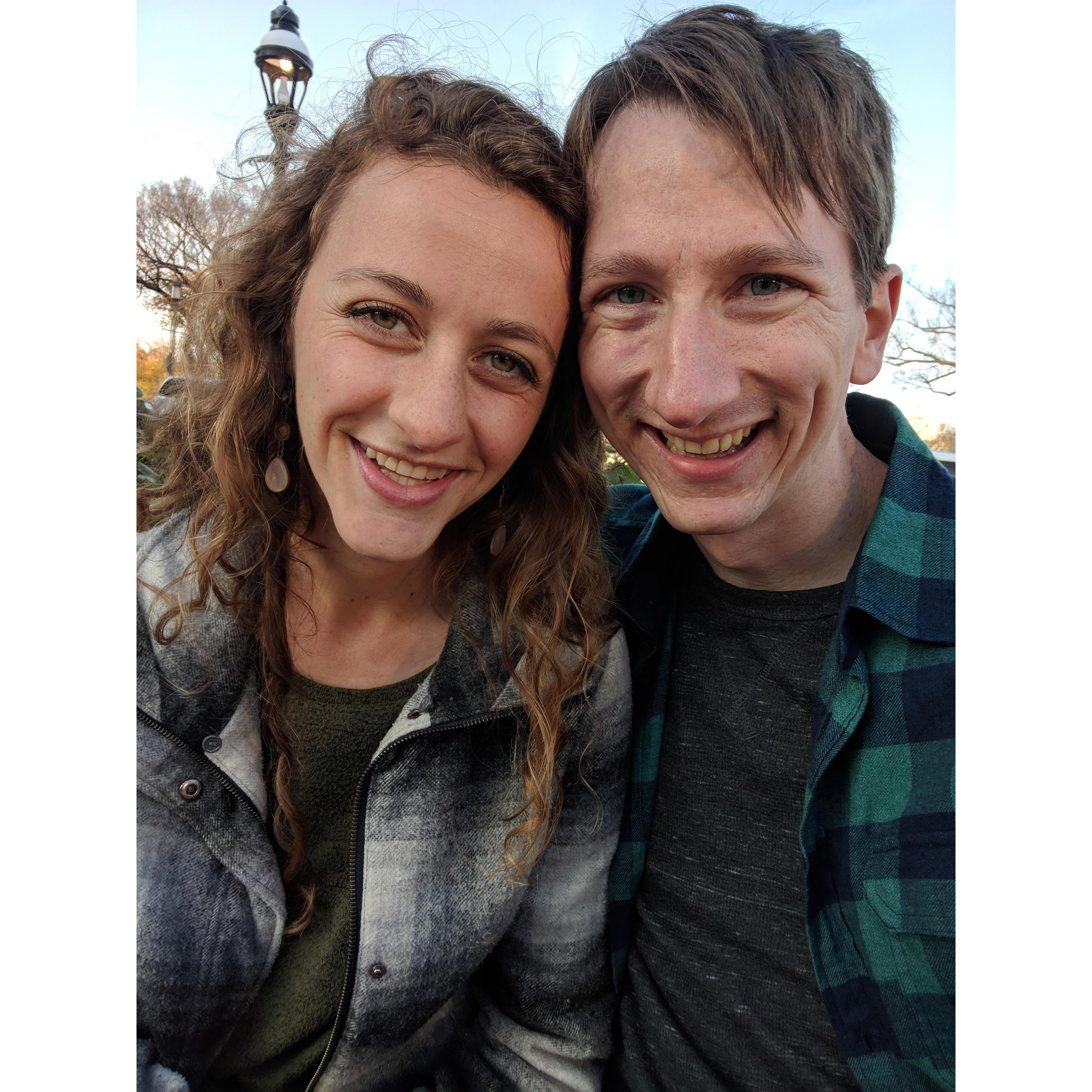 Recreating our first selfie together. We've come a long way since then.