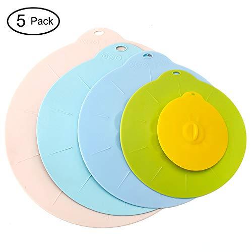 5 Pcs Heat Resistant Microwave Cover - Various Sizes Silicone lids for Bowls, Plate, Pots, Pans - StoveTop, Oven, Fridge and Freezer Safe.