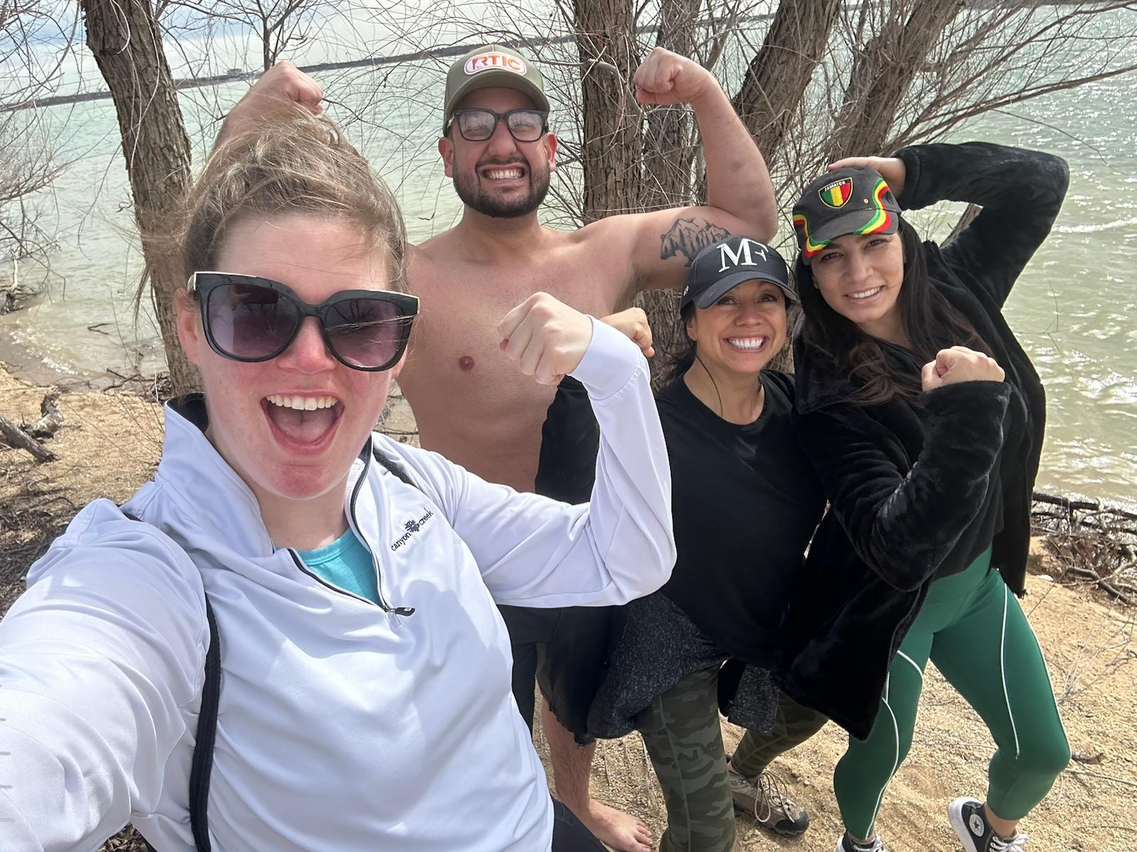 Hikes with groomsman AJ and bridesmaid Nancy!