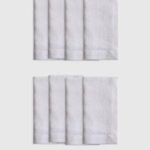 European Linen Wide-Hem Napkins (Set of 8) - White