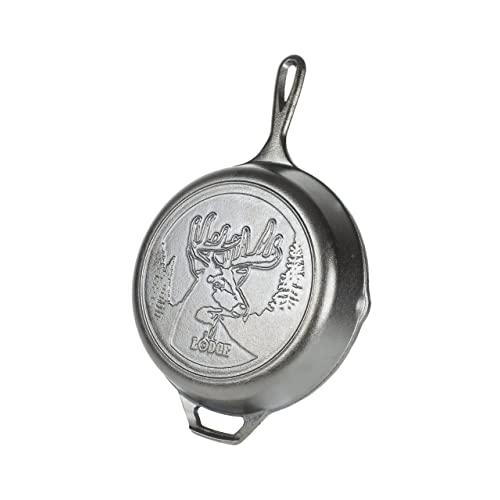 Lodge L8SKWLDR Wildlife Series-10.25" Cast Iron Skillet with Deer Scene, 10.25", Black