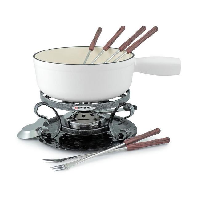 Lugano Cast Iron Fondue Pot, Matte White