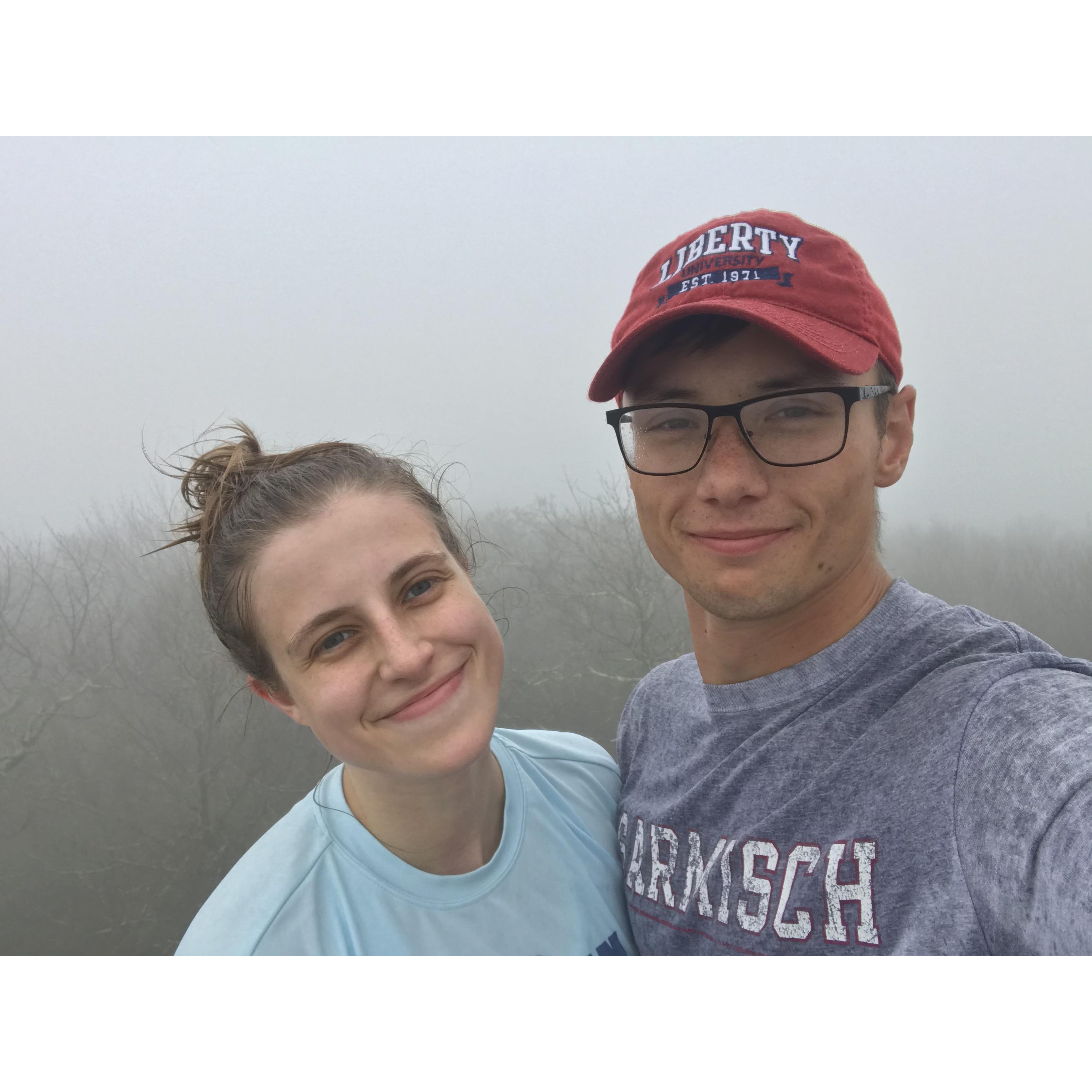 I told Matt there was a view at the top. He didn't appreciate running through the hail