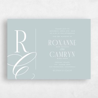 Soft Teal, Blue Wedding Invitation - Kotor Landscape