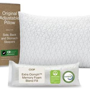 Coop Home Goods Original Adjustable Pillow, King Size Bed Pillows for Sleeping, Cross Cut Memory Foam Pillows - Medium Firm Back, Stomach and Side Sleeper Pillow, CertiPUR-US/GREENGUARD Gold