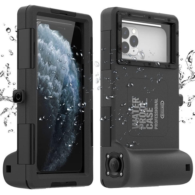 Waterproof Phone Case Professional 50ft Diving for All Samsung iPhone Series, Universal Waterproof Cell Phone Cover for Outdoor Surfing Swimming Snorkeling Photo Video (Black)