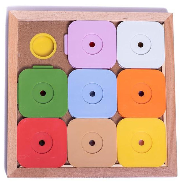 My Intelligent Dogs Interactive Sudoku Puzzle for Medium Dogs and Cats - Expert Brain Pet Toy - 9 Treat-Hiding Holes, Medium Wood and Plastic Design