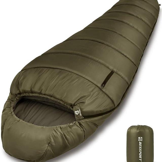 Bessport Mummy Sleeping Bag | 15-45 ℉ Extreme 3-4 Season Sleeping Bag for Adults Cold Weather– Warm and Washable, for Hiking Traveling & Outdoor Activities