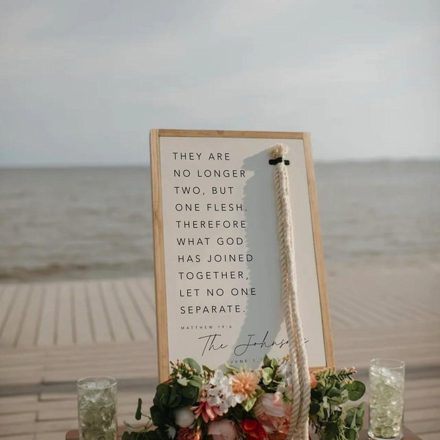 Matthew 19:6 They Are No Longer Two A Cord Of Three Strands Is Not Easily Broken Established Framed Wood Sign Wedding Unity Ceremony Gift