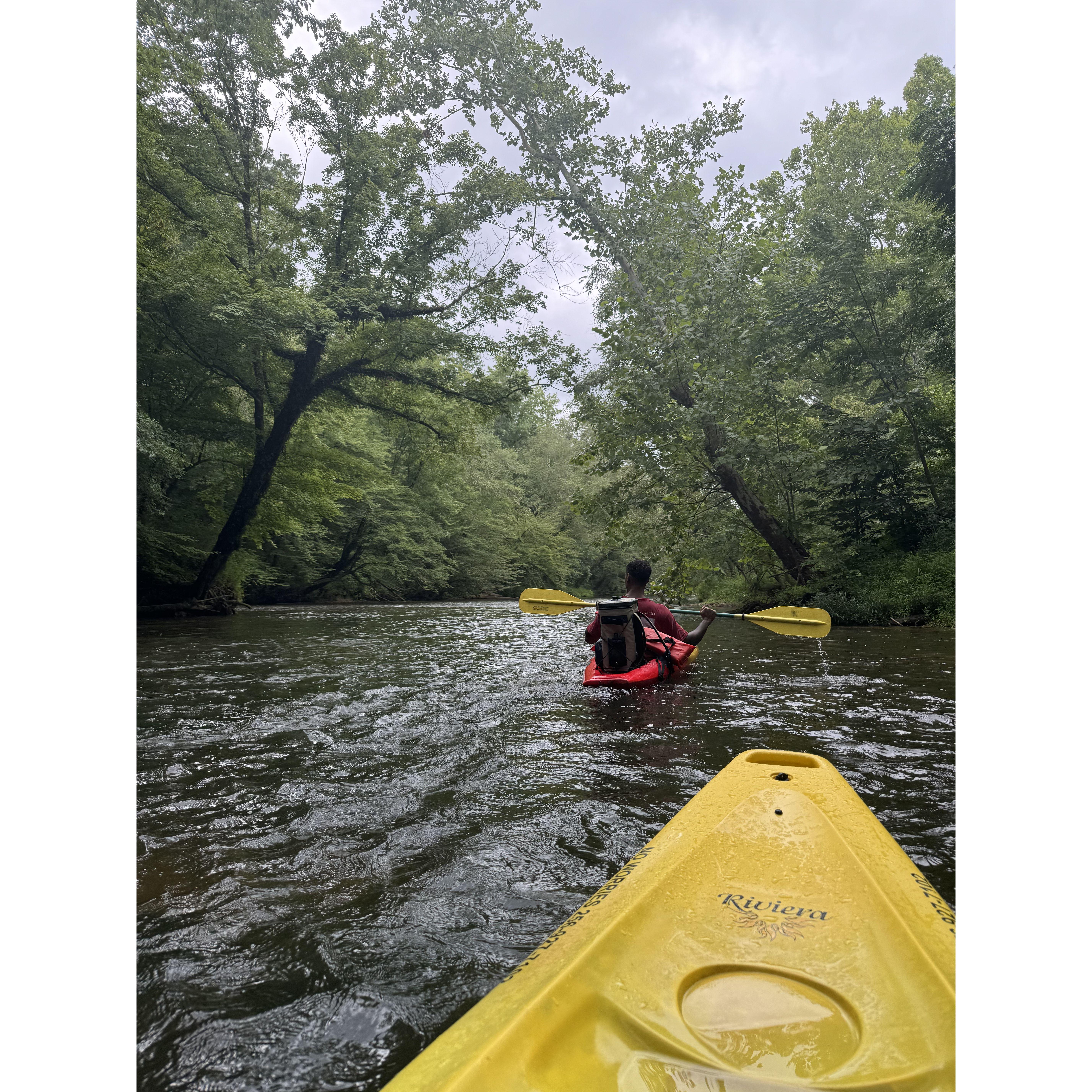 J'Lee's first time kayaking, he didn't love it to say the least (lol).