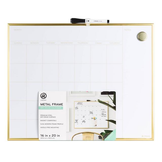 16" x 20" Dry Erase Calendar Gold - Ubrands