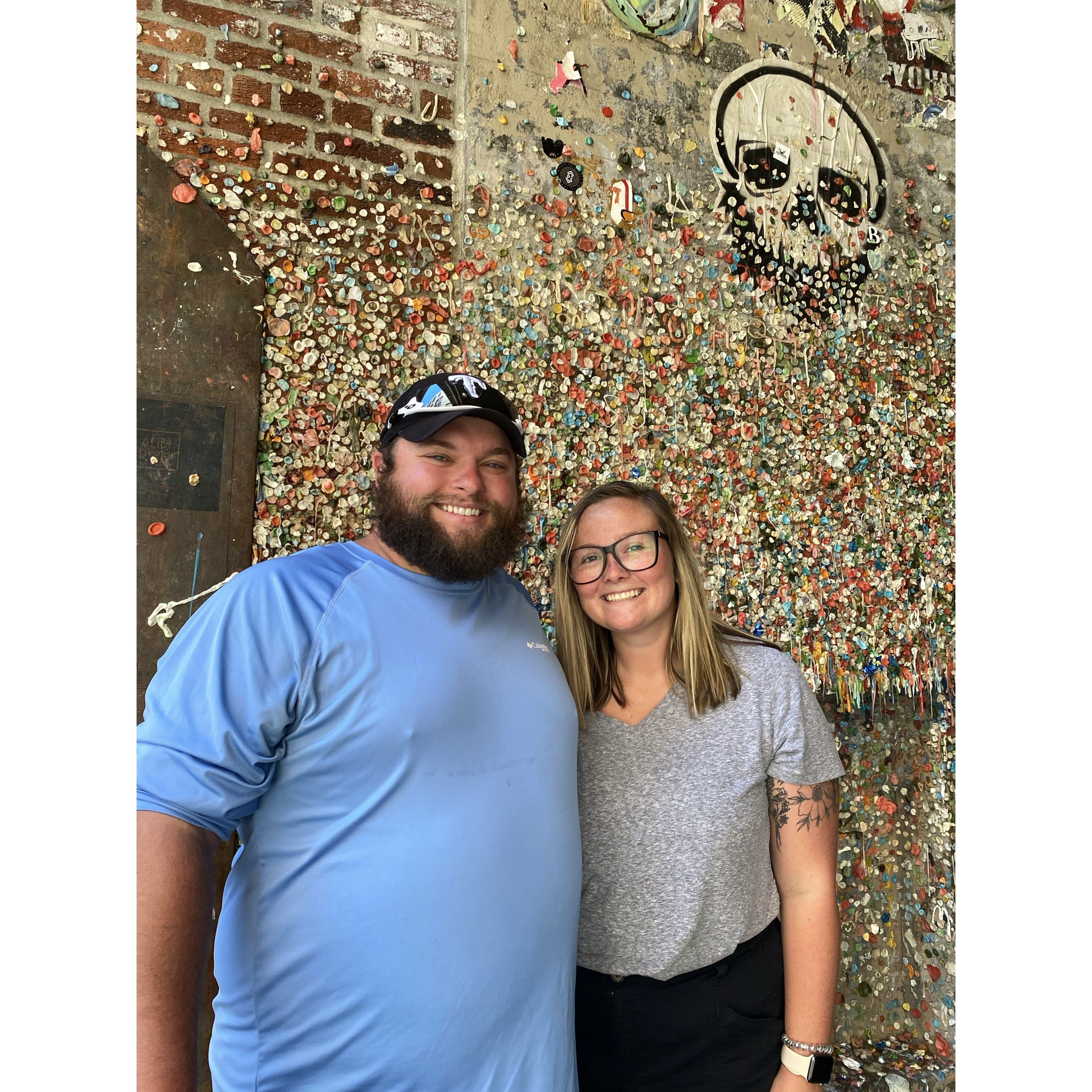 Hannah's first time in Seattle, WA to visit Anne and Kevin and we had to see the gum wall. :)