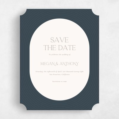 Blue Ticket Wedding Save the Date - Majestic Portrait