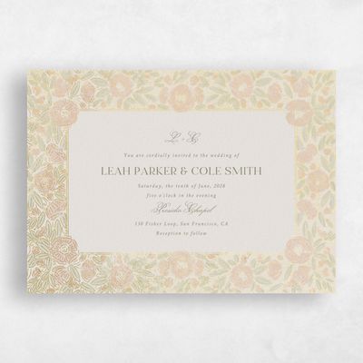 Dusty Pink Wedding Invitation - Isolde Landscape Foil