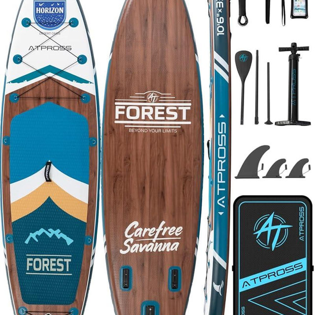 ATPROSS 10'6''x33''Inflatable Stand Up Paddle Board, 400lbs Extra Wide Blow Up Paddle Board with Kayak Seat, Premium SUP Accessories Kit & Backpack, Non-Slip Stable Deck Boat for Yoga Fishing Surf