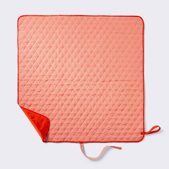 39.5"x39.5" Outdoor Blanket Red Check - Cloud Island™