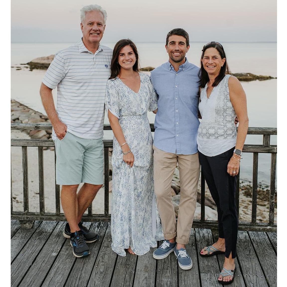 Dale's parents surprise Mark and Dale with champagne at their engagement photos in Nonquitt (August 2021)