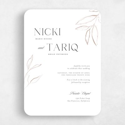 White Rounded Wedding Invitation - Finch Portrait