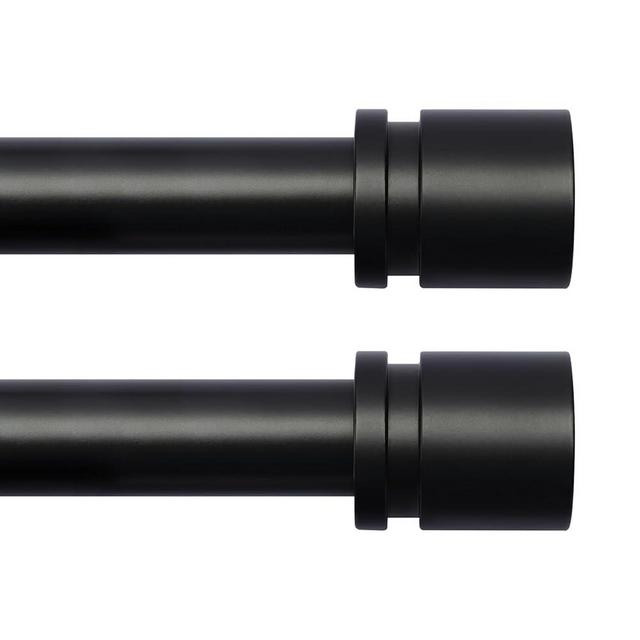Byondeth Curtain Rods for Windows 16 to 144 Inches 2 Pack Adjustable Length 1 Inch Diameter Window Curtain Rod with Aluminium Finials, Black