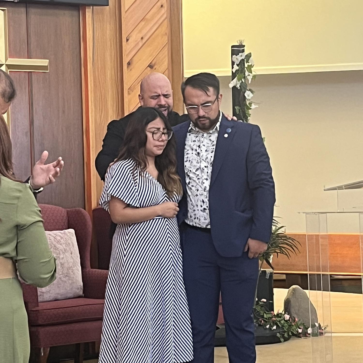 Being presented at Arnold's church after our engagement.