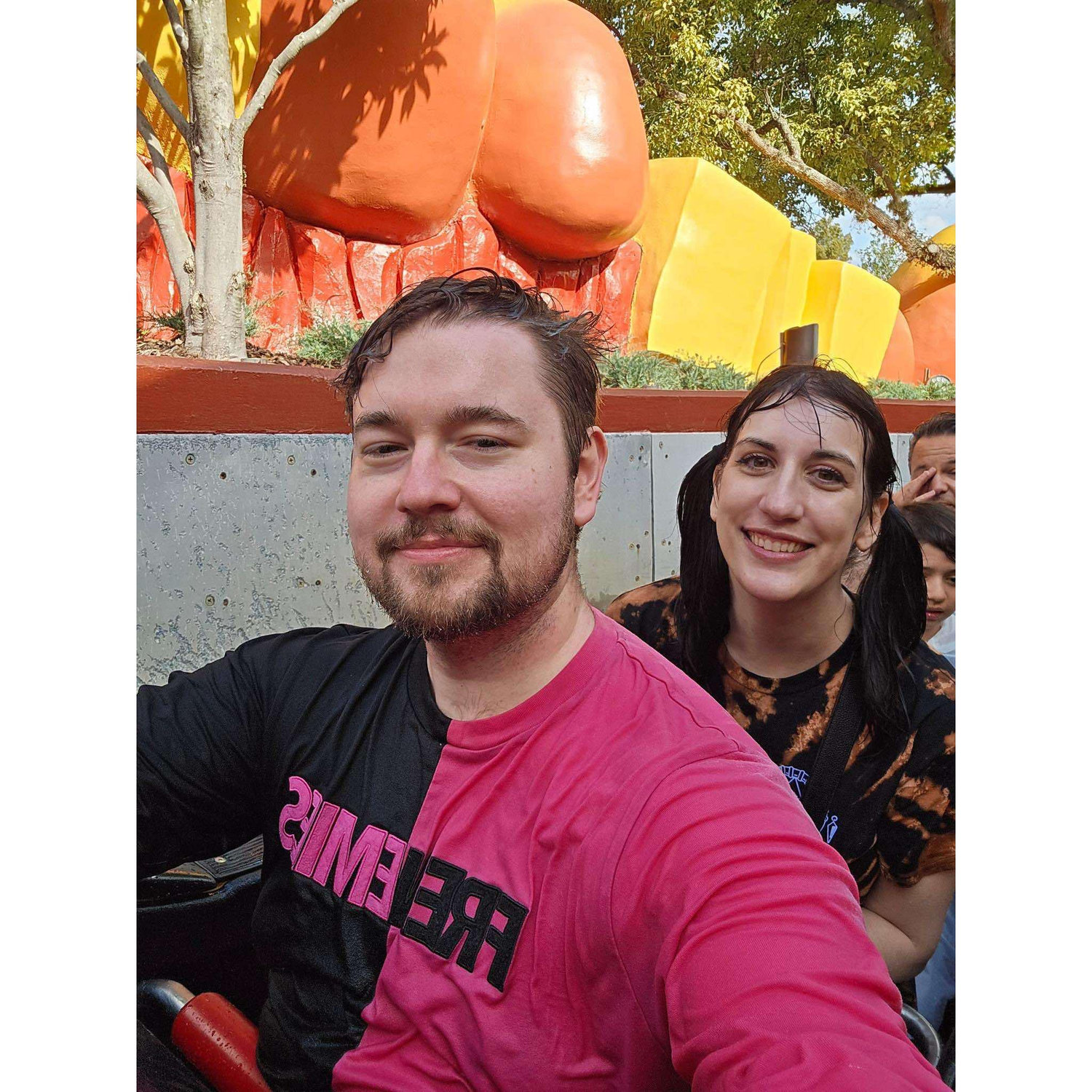 I made him go on Dudley Do-Right's Ripsaw Falls and he was not pleased. Wet rat vibes.