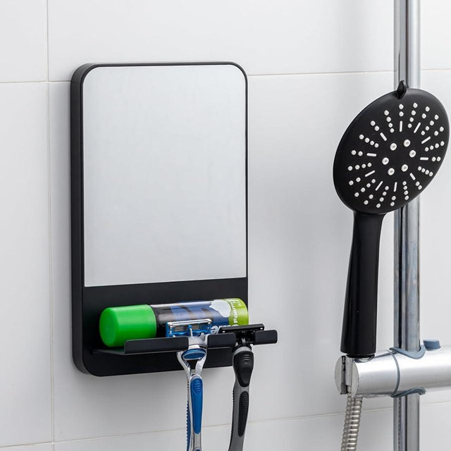 TAILI Shower Mirror Fogless for Shaving, Shaving Mirror for Shower with Razor Holder Hook, Anti Fog Mirror with Strong Suction, Removable, Bathroom & Shower Accessories, Black