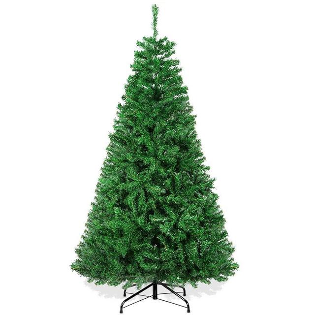 RooTrimmer Christmas Tree, 7 FT Artificial Christmas Tree, Xmas Pine Tree with Solid Foldable Metal Stand Perfect for Indoor and Outdoor Holiday Decoration, Green