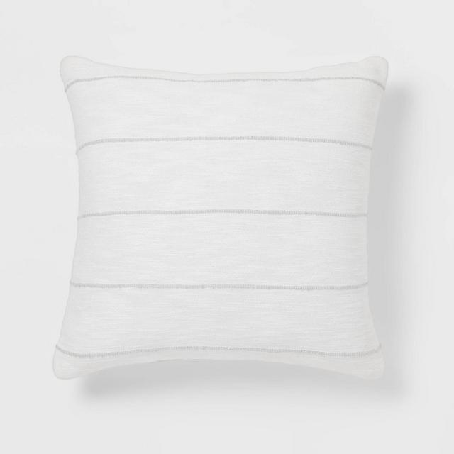Euro Woven Stripe Decorative Throw Pillow White/Light Gray - Threshold™