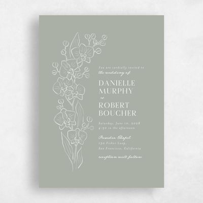 Pale Sage, Green Wedding Invitation - Orchidea Portrait