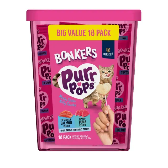 Bonkers Purrpops Tuna and Salmon Flavor Freeze-Dried Cat Treats - 0.06lb/18ct