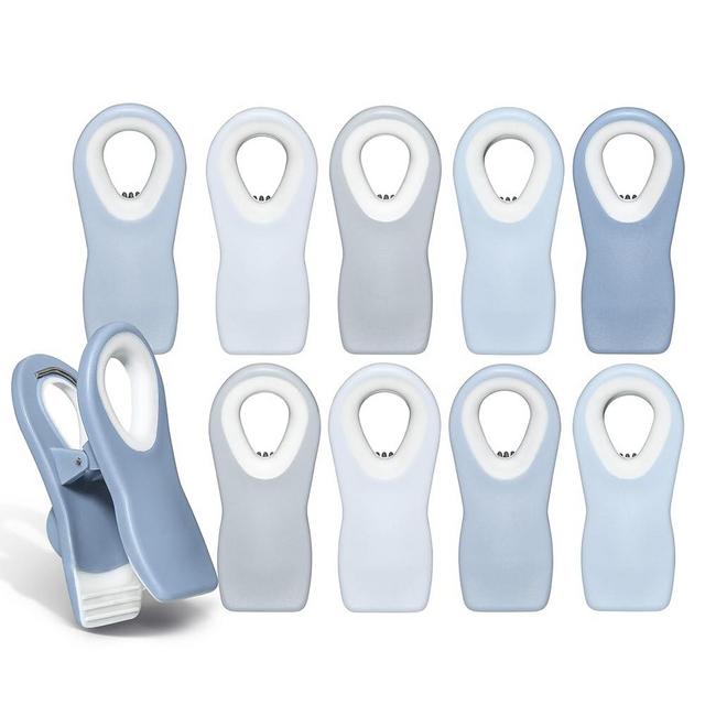 COOK WITH COLOR 10 Pc Bag Clips with Magnet- Food Clips, Chip Clips, Bag Clips for Food Storage with Air Tight Seal Grip for Bread Bags, Snack Bags and Food Bags (Blue and Grey)