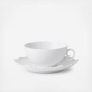 White Fluted Full Lace 2-Piece Tea Cup & Saucer Set