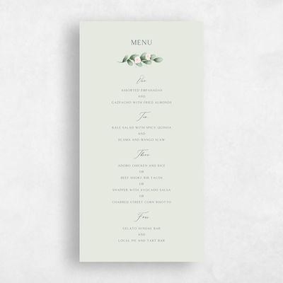 Lightest Green Wedding Menu - Aldeney