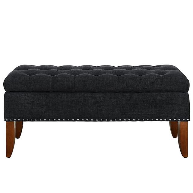 Pulaski Hinged Top Button Tufted Bed Charcoal Grey, 41.5" L x 15.75" W x 18.5" H Upholstered Storage Bench,