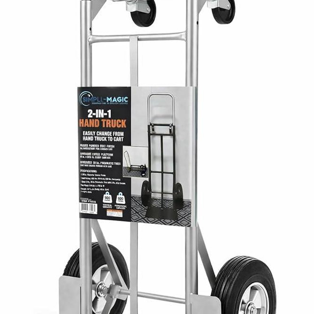 SIMPLI-Magic 2-in-1 Convertible Hand Truck & Dolly - 800 lb Capacity Heavy Duty Folding Platform Cart with Rubber Wheels for Moving Boxes, Furniture & Appliances