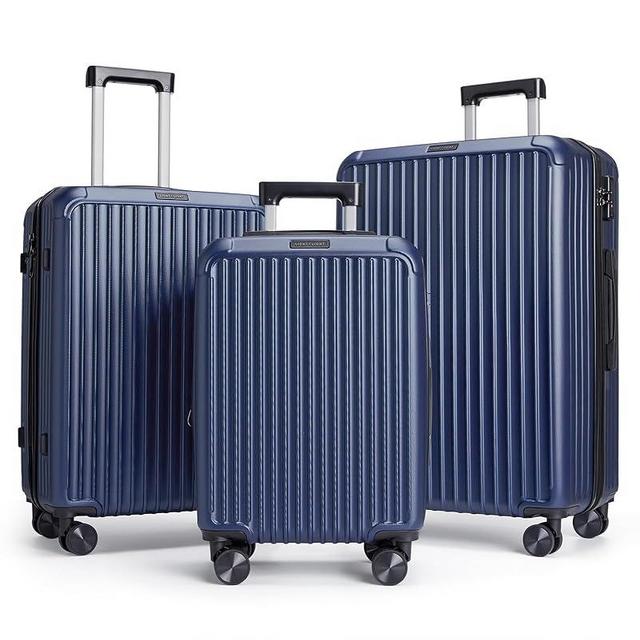 LIGHT FLIGHT Luggage Sets, Durable Hard Shell 3 Piece Set Suitcase with Spinner Wheels, Hardside Lightweight Luggage set with TSA Lock, Large Travel Luggage Set (20" 24" 28"), Navy Blue