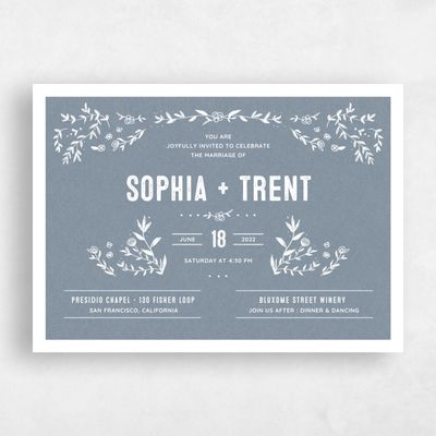 Slate, Blue Wedding Invitation - Humboldt Landscape