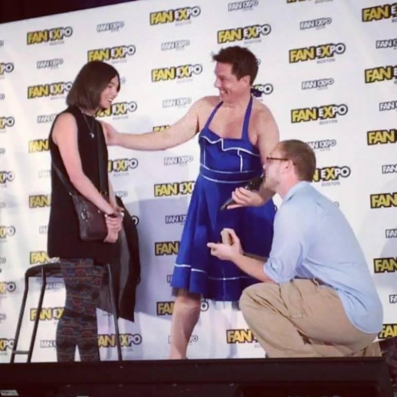 Our Engagement at Boston Comic Con 2017 (feat. John Barrowman)! This was taken on stage in front of around 3,000 people!