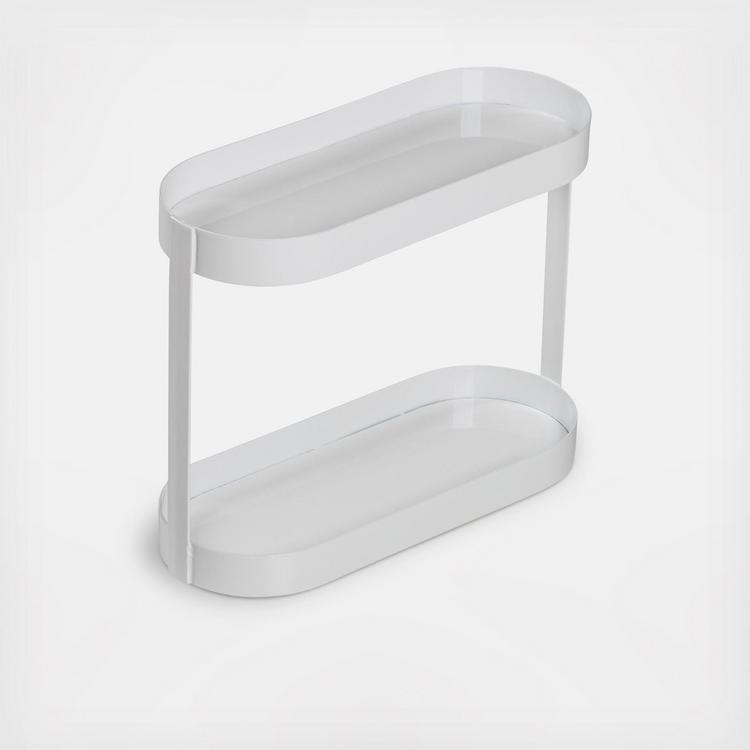 Honey-Can-Do Wall Mounted Bathroom Shelf with Towel Bar and Oval Top Tray, White