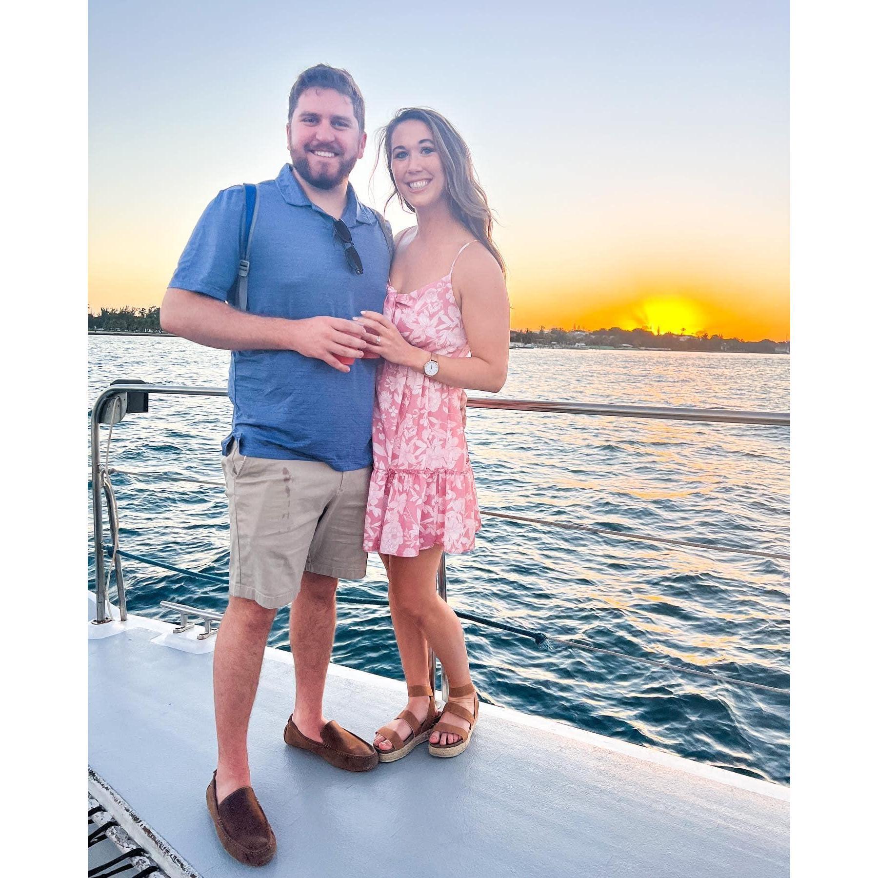Sunset Cruise the day after we got engaged!