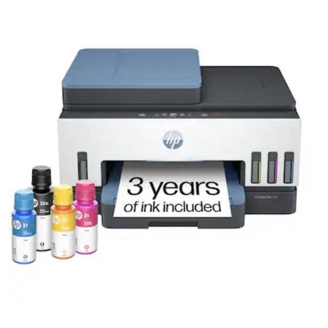 HP - Smart Tank 7602 Wireless AI-Enabled All-in-One Cartridge-Free Supertank Inkjet Printer with 3 Years of Ink Included¹ - Dark Surf Blue