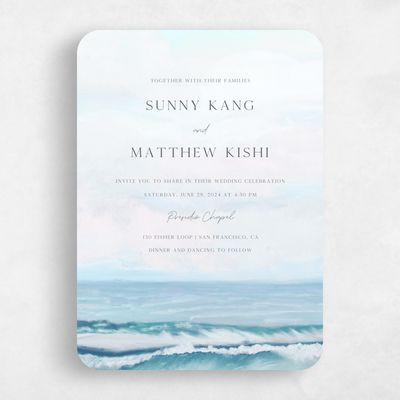 Blue Rounded Wedding Invitation - Clearwater Portrait