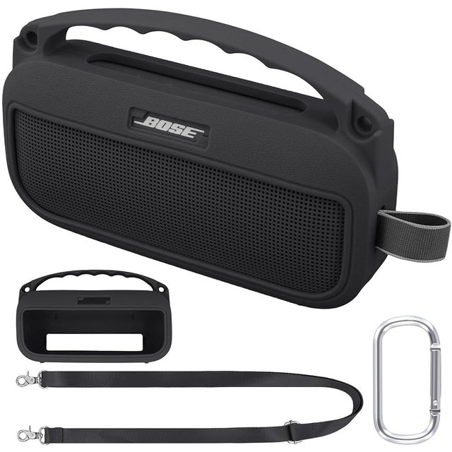 co2CREA Soft Silicone Case Replacement for Bose New SoundLink Flex 2nd Gen Bluetooth Portable Speaker (Silicone Case, Black Case)