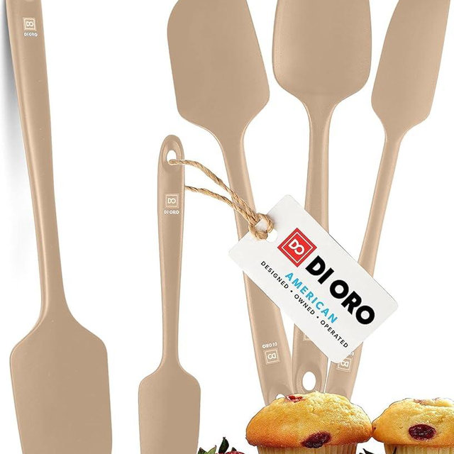 DI ORO Silicone Spatula Set - Rubber Kitchen Spatulas for Baking, Cooking, & Mixing - 600°F Heat-Resistant & BPA Free Silicone Scraper Spatulas for Nonstick Cookware - Dishwasher Safe (5pc, Clay)