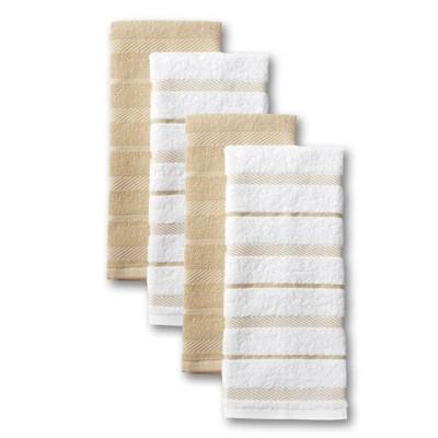 KitchenAid 4pk 16"X26" Albany Strpe Kitchen Towels Beige/White
