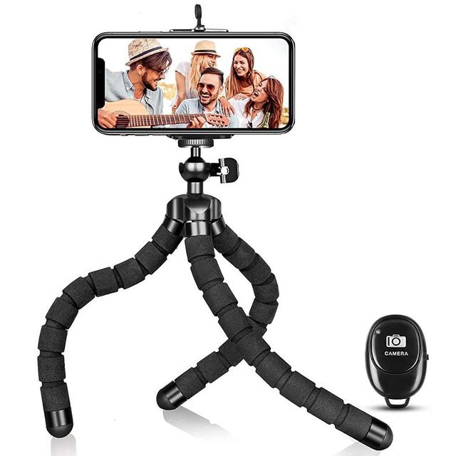 Phone Tripod, Portable Flexible Tripod Adjustable Cell Phone Tripod with Wireless Remote Mini Tripod Stand for iPhone 12 11 Pro XS MAX XR,Android Phone Samsung GoPro