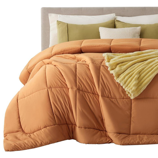 Bedsure Comforter Duvet Insert - Quilted Comforters Full Size, All Season Duvet, Down Alternative Bedding Comforter with Tabs(Burnt Orange,Full 86"x82")