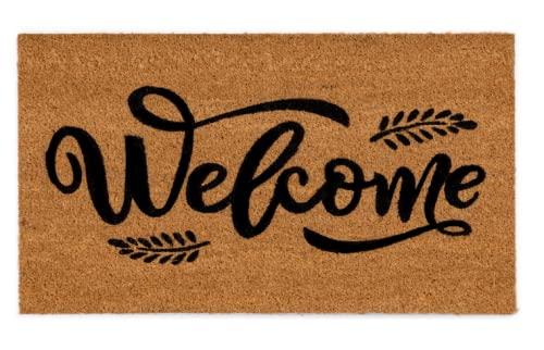 Welcome Door Mat with Heavy Duty Backing, Coco Coir Front Door Mats for Indoor and Outdoor Doormats, Front Porch Entrance, Home Entryway Farmhouse Decor, 17” x 30"