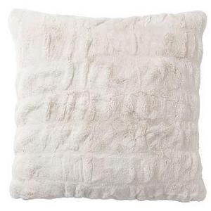 Ruched Faux Fur Pillow Cover, 18", Ivory
