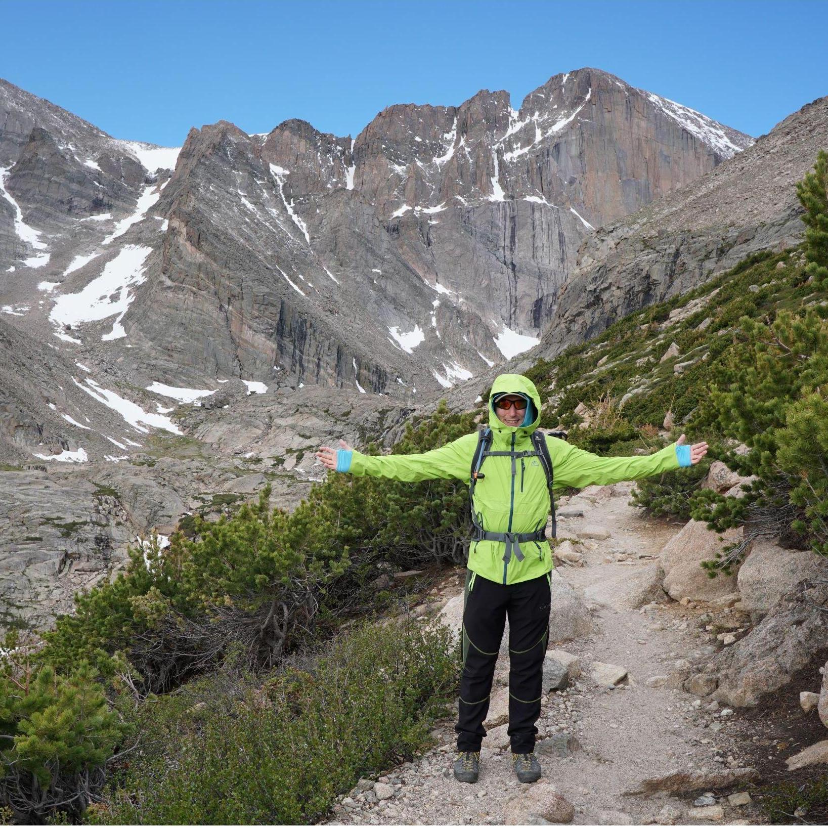 Getting ever closer to Chasm Lake with Longs Peak in the background.